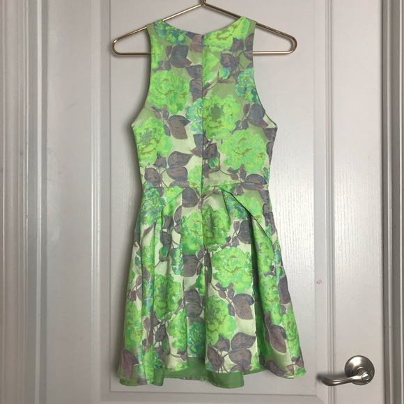 TOPSHOP neon green and purple cocktail mini dress - Picture 5 of 8